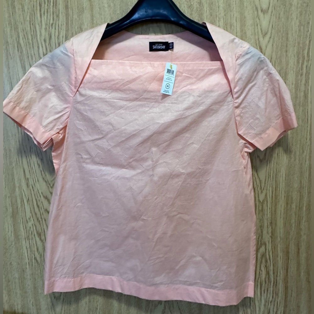 New Kate Spade Saturday Bright Peach 100% Agadon Shirt Women’s XS